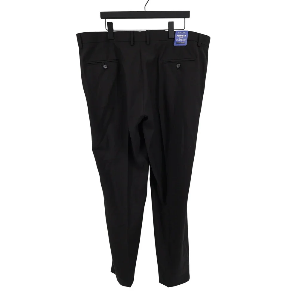 Haggar Perfect Fit‎ Waistband Dress Pants Black Mens 42x32